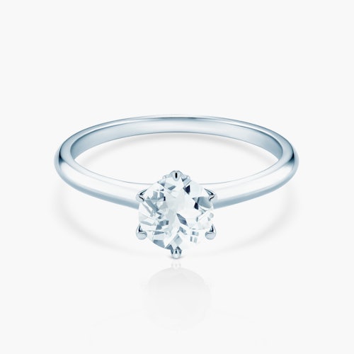 Pierścionek zaręczynowy The Journey: białe złoto, akwamaryn